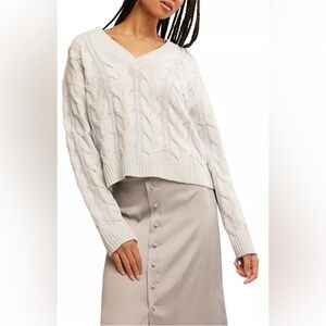 Free People Pale Blue Cable Knit Sweater